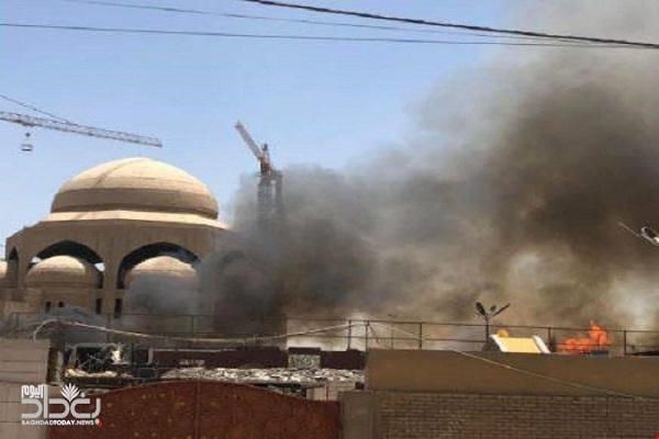 آتش‌سوزی در مسجد جامع الرحمن در بغداد + عکس