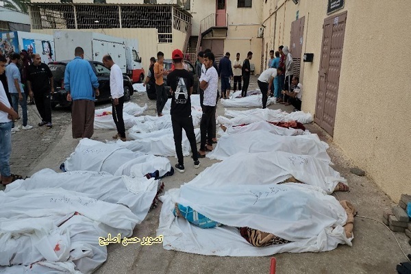 انتقال شهدای کودک فلسطینی به بیمارستان الاقصی + فیلم