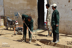 امدادرسانی بسیج و سپاه به سیل‌زدگان شیراز
