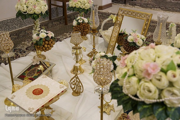 مراسم عقد ازدواج جمعی از جوانان در آستان شاهچراغ به‌ مناسبت عید غدیر